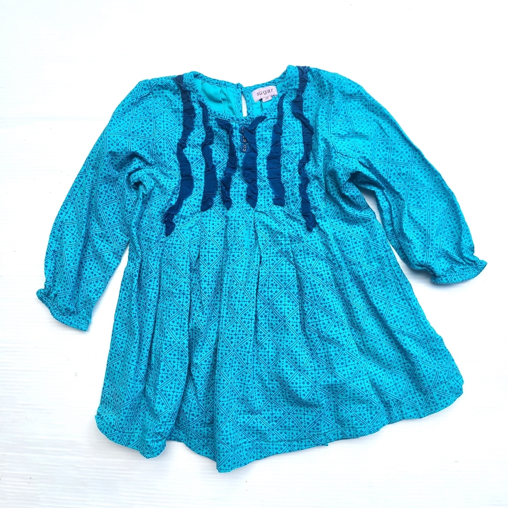 SUGAR diamond geo print ruffle dress